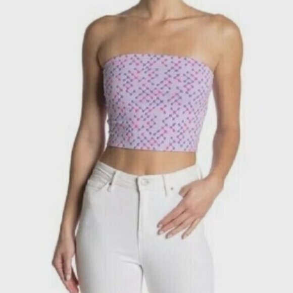 NWT BP Nordstrom Strapless Purple Pink Geo-Print Tube Top - Size: 1X - Picture 1 of 6